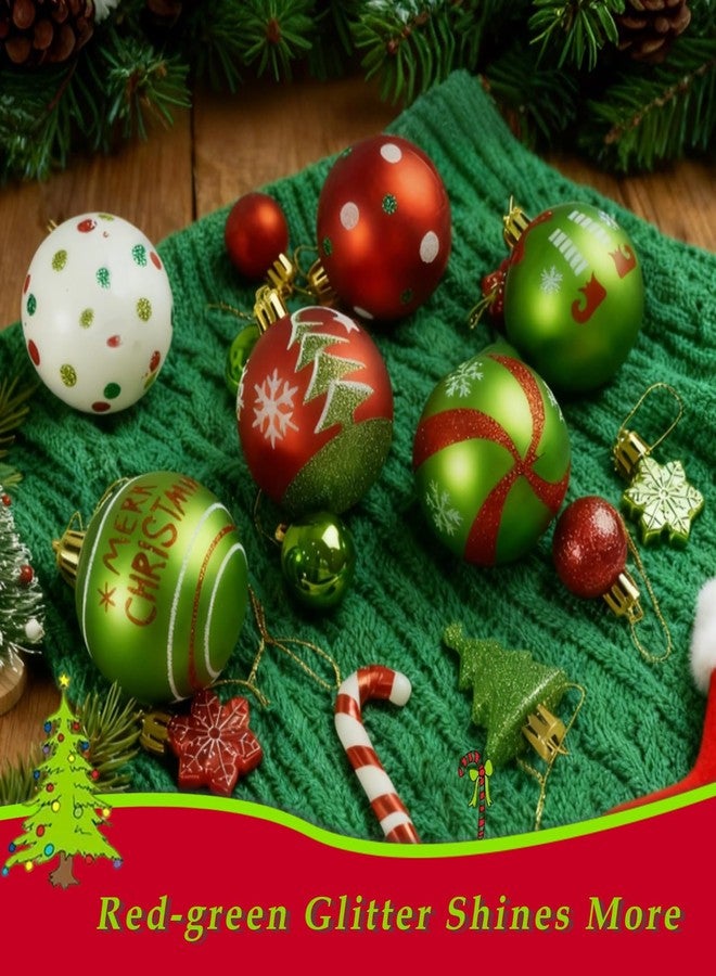 Deritec Christmas Ball Ornaments Glittering Christmas Tree Ball 46pcs Shatterproof Christmas Hanging Balls Decorations Elf Balls Red and Green Snowflake Candy Cane for Christmas Party Wedding Home Decor - Image 4